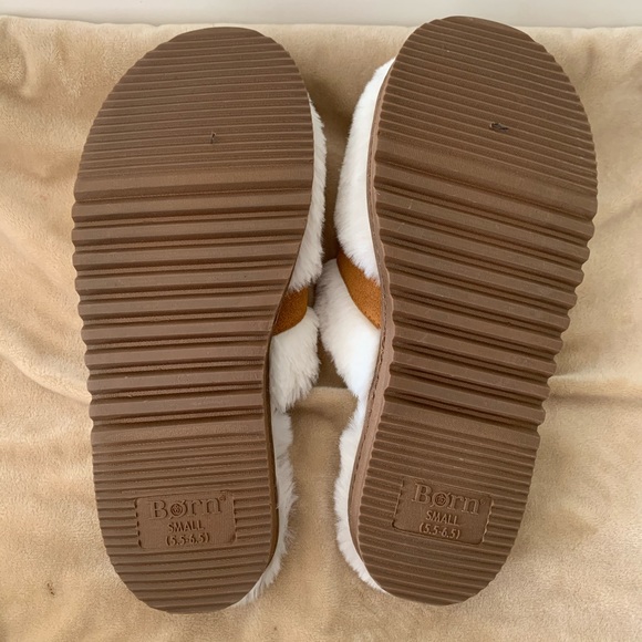 Born white faux fur slippers. NWOT - Picture 3 of 3